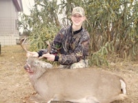 She Shot this one at 150 yards with her 30-06 weighed in at 198lbs.